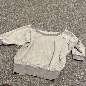 Gray Sweatshirt Off The Shoulder